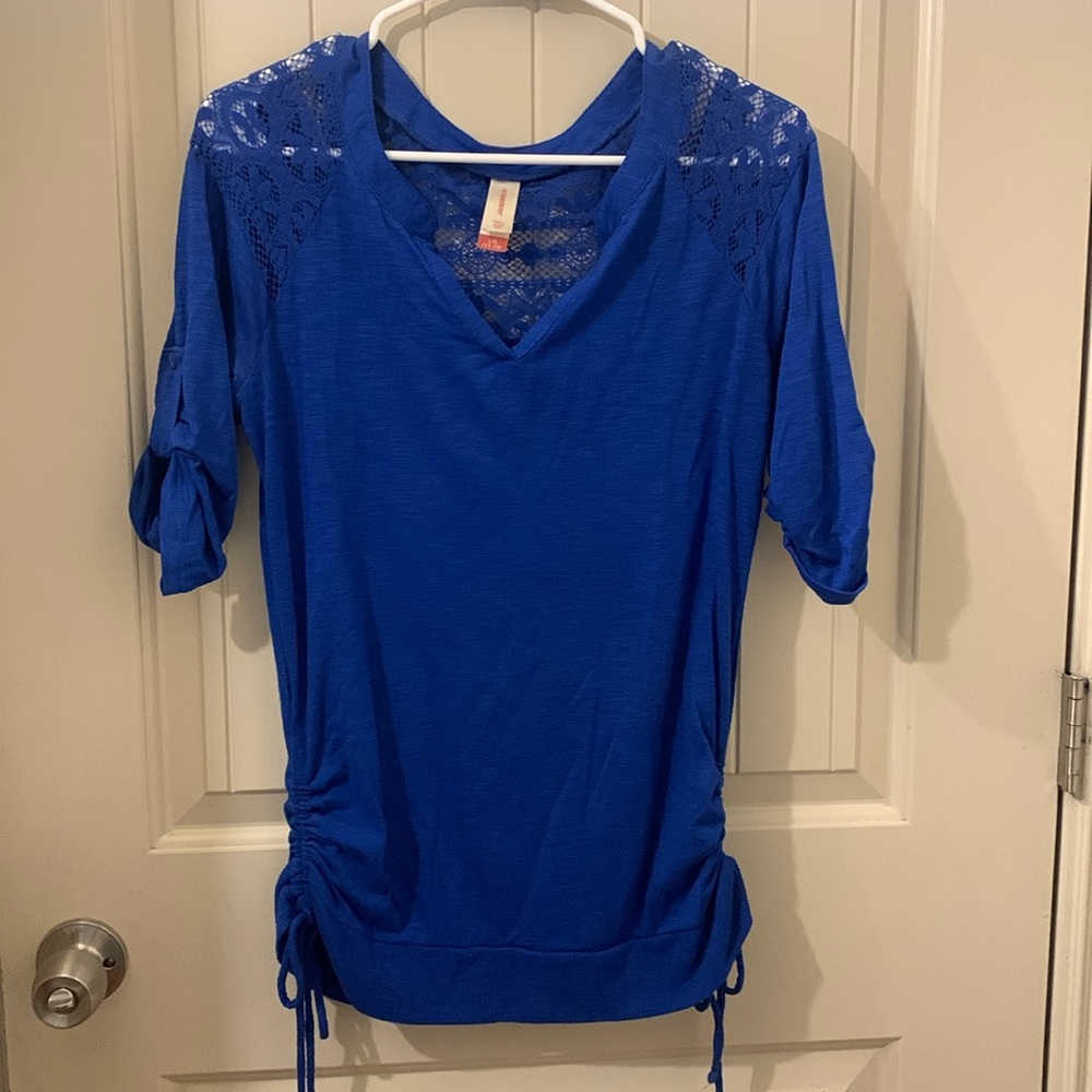 No Boundaries Blue Lace Blouse
